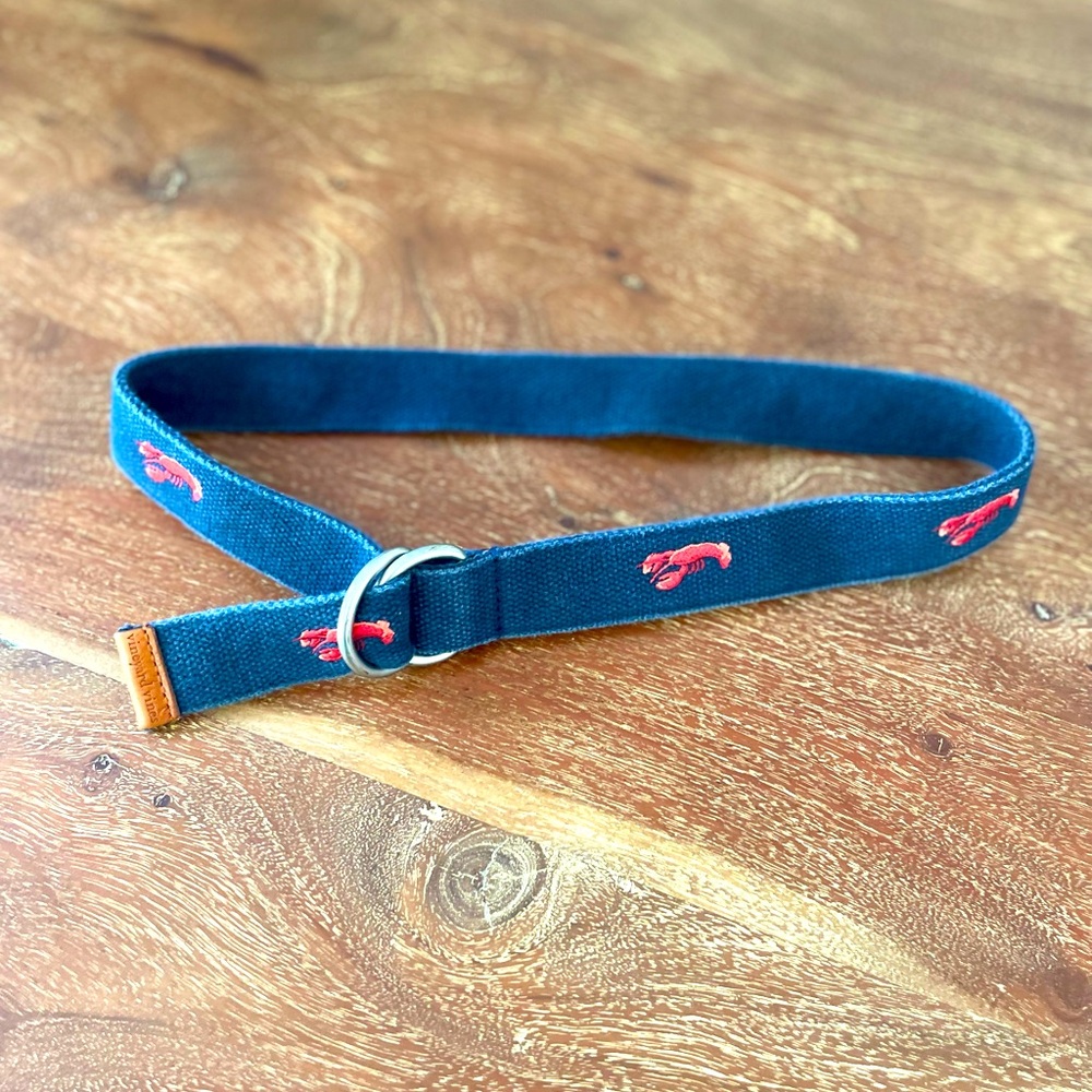 Navy Lobster Embroidered 
D- Ring Belt- Boys Size L